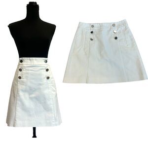 BANANA Republic white nautical sailor mini skirt buttons Sz 8